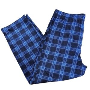 Izod Blue Plaid Soft Fleece Polyester PJ Loungwear Pants Large